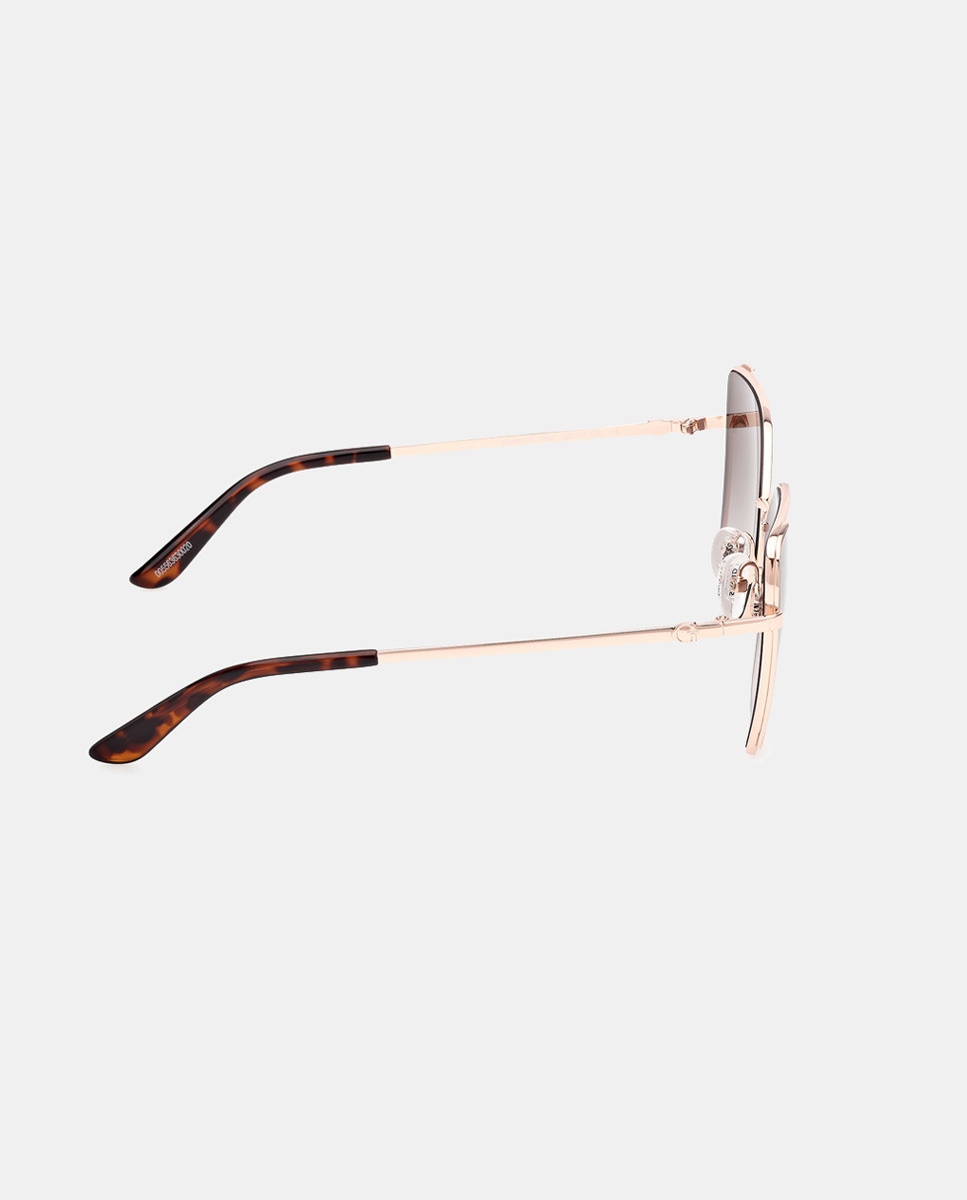 Óculos de Sol Cat Eye em Metal com Lente em Degradé Castanho-7