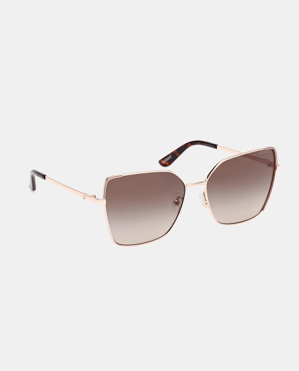 Óculos de Sol Cat Eye em Metal com Lente em Degradé Castanho-8
