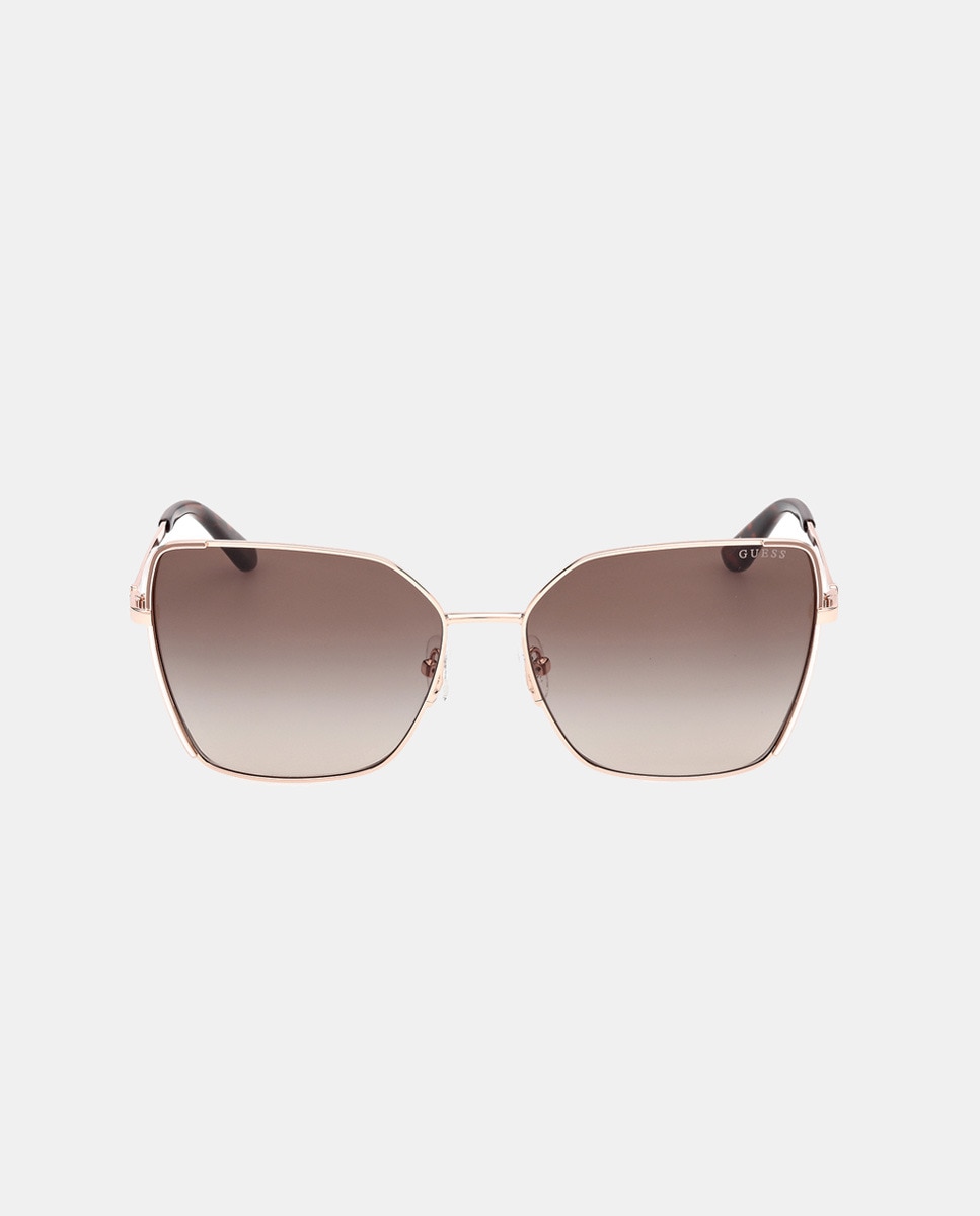 Óculos de Sol Cat Eye em Metal com Lente em Degradé Castanho-1