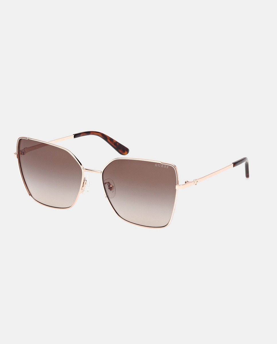 Óculos de Sol Cat Eye em Metal com Lente em Degradé Castanho-2