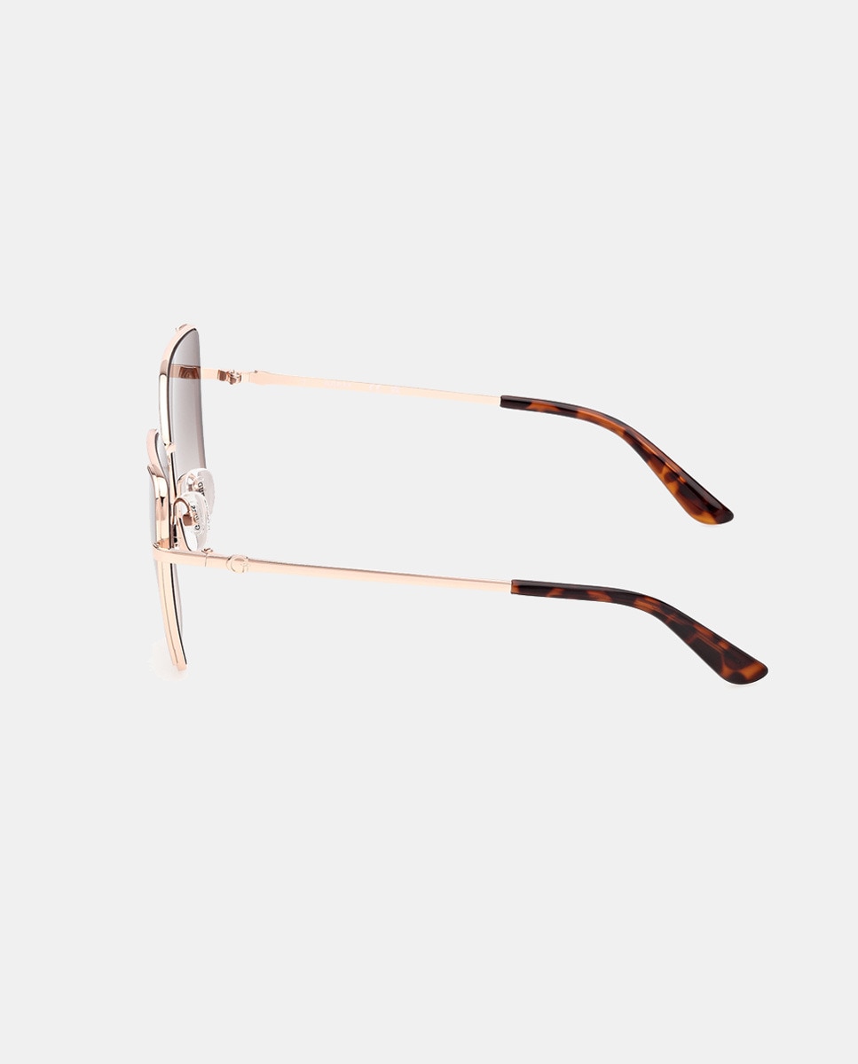 Óculos de Sol Cat Eye em Metal com Lente em Degradé Castanho-3