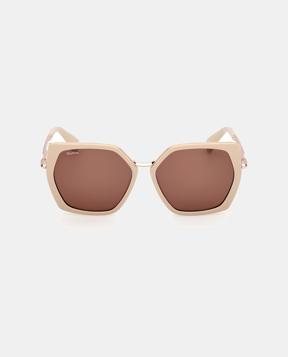 Gafas de sol de mujer geométricas en acetato - Max Mara - Marrón Marrón-1