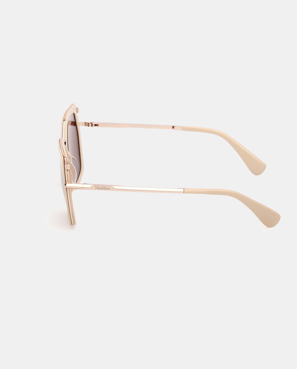 Gafas de sol de mujer geométricas en acetato - Max Mara - Marrón Marrón-3