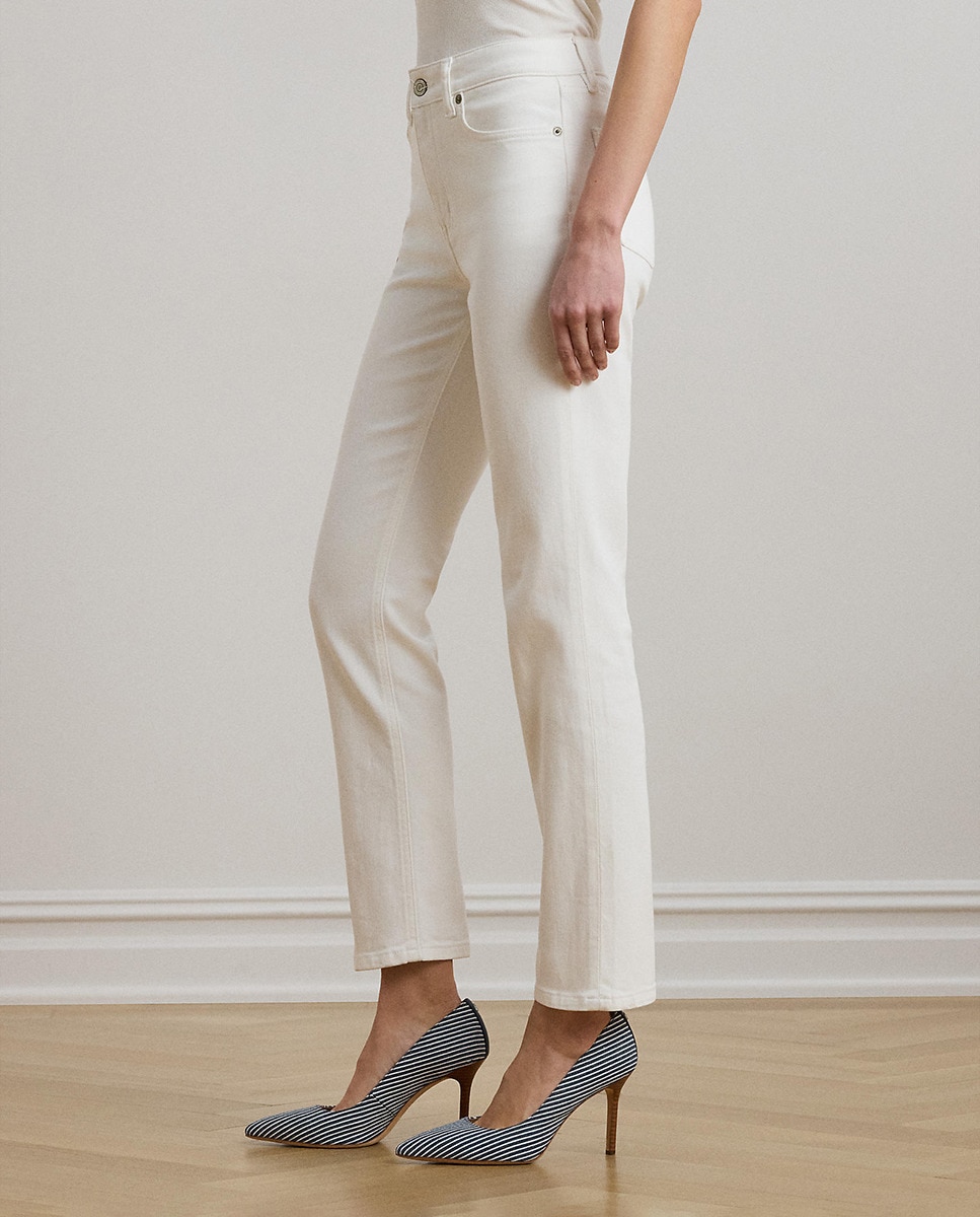 Jeans Straight pelo Tornozelo com Cintura Subida Branco-5