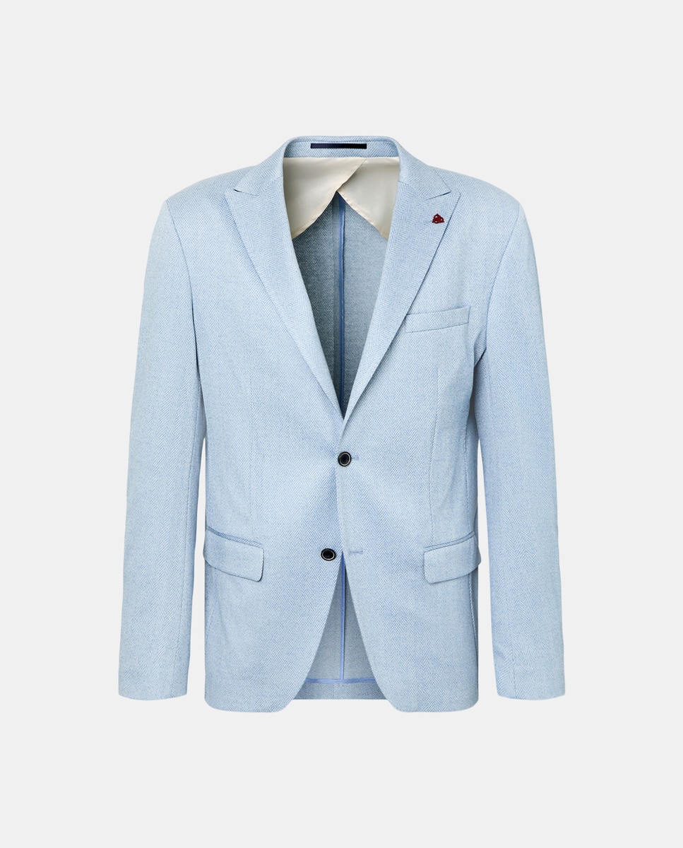 Blazer Desportivo em Jersey Slim Fit Azul-claro-4