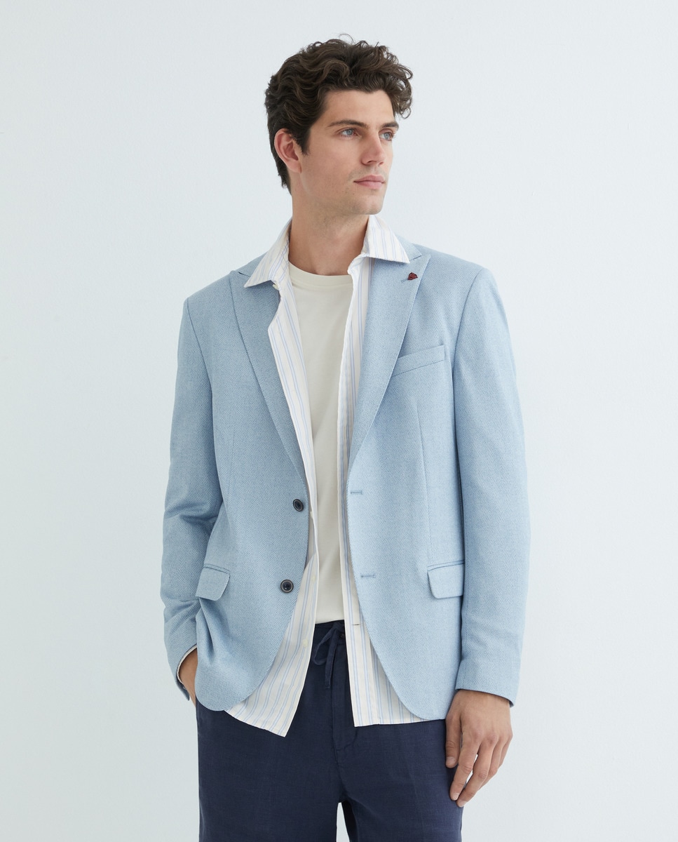 Blazer Desportivo em Jersey Slim Fit Azul-claro-2