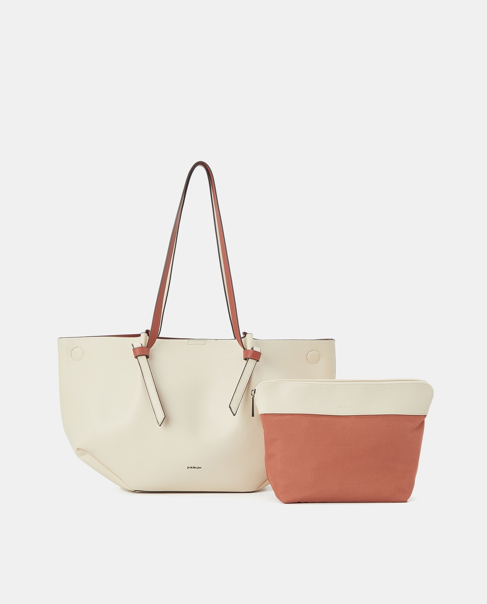 Mala Shopper Tipo Trapézio Bicolor Branco-marfim-2
