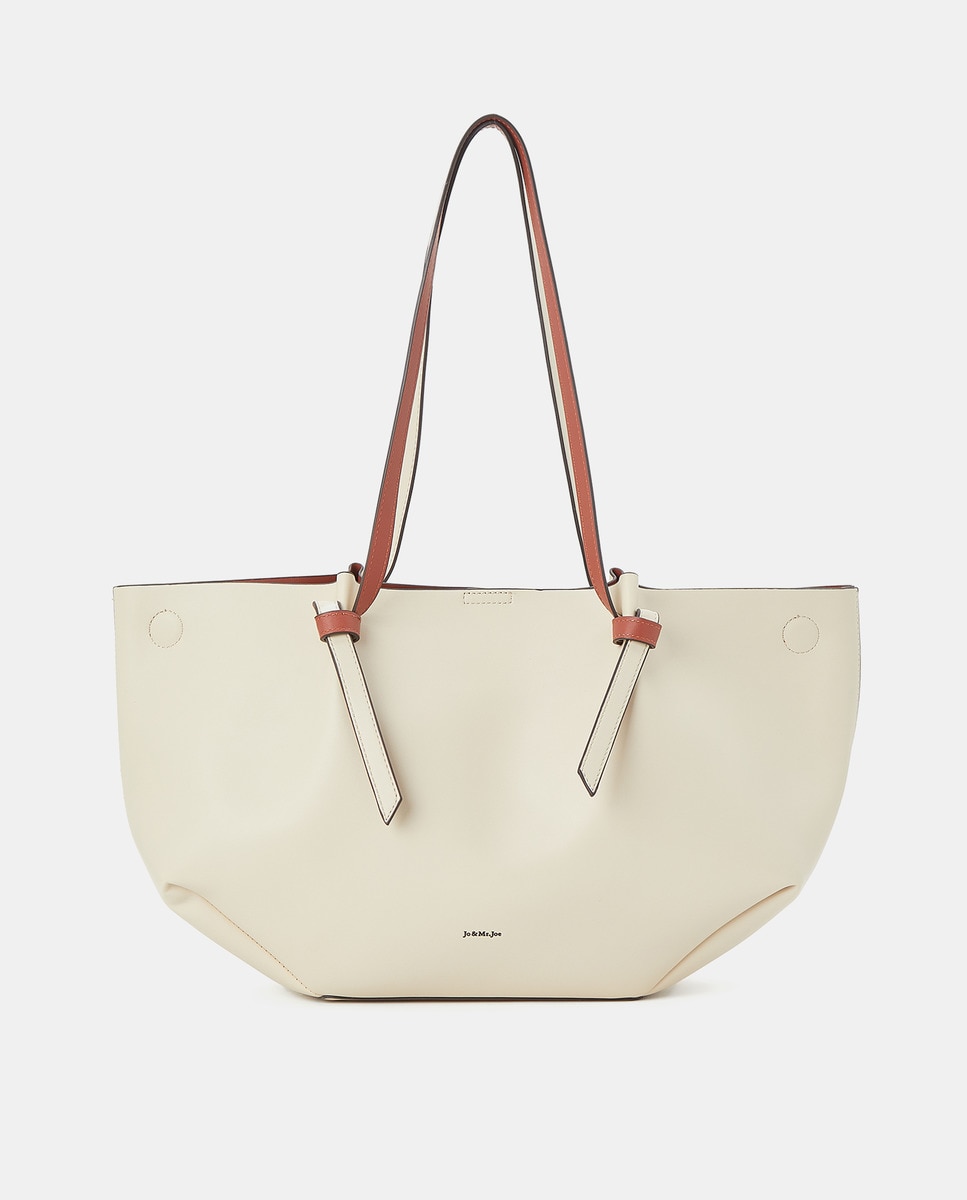 Mala Shopper Tipo Trapézio Bicolor Branco-marfim-1