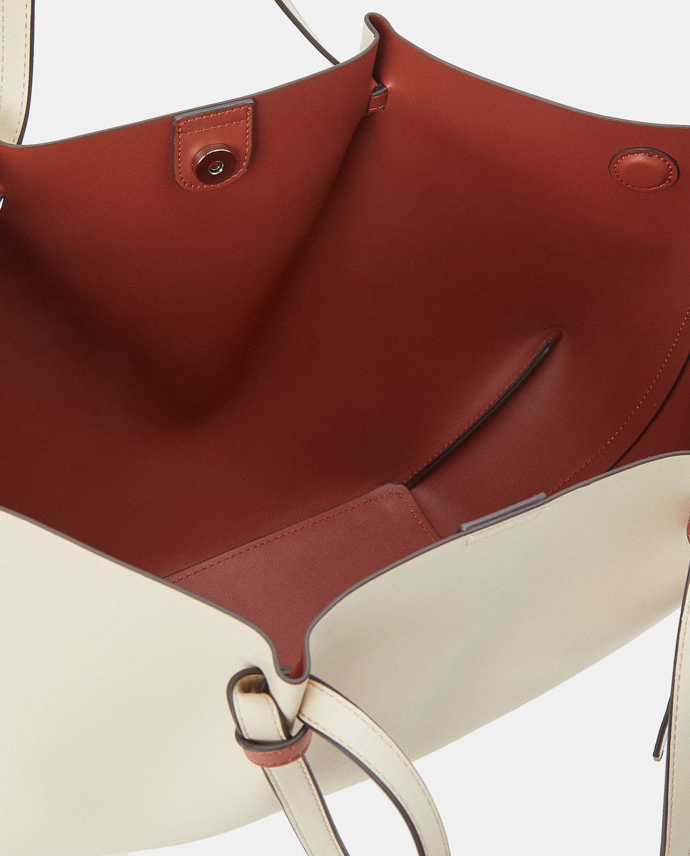 Mala Shopper Tipo Trapézio Bicolor Branco-marfim-4