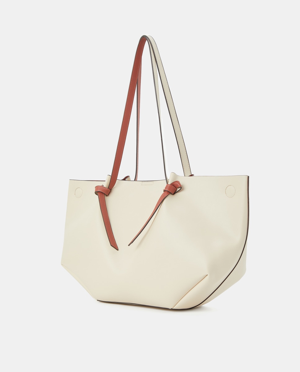 Mala Shopper Tipo Trapézio Bicolor Branco-marfim-3