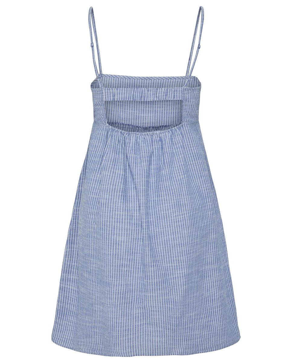 Vestido de Linho às Riscas Azul-claro-6