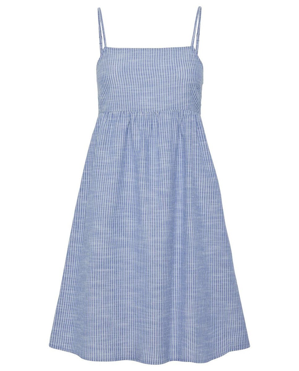 Vestido de Linho às Riscas Azul-claro-5