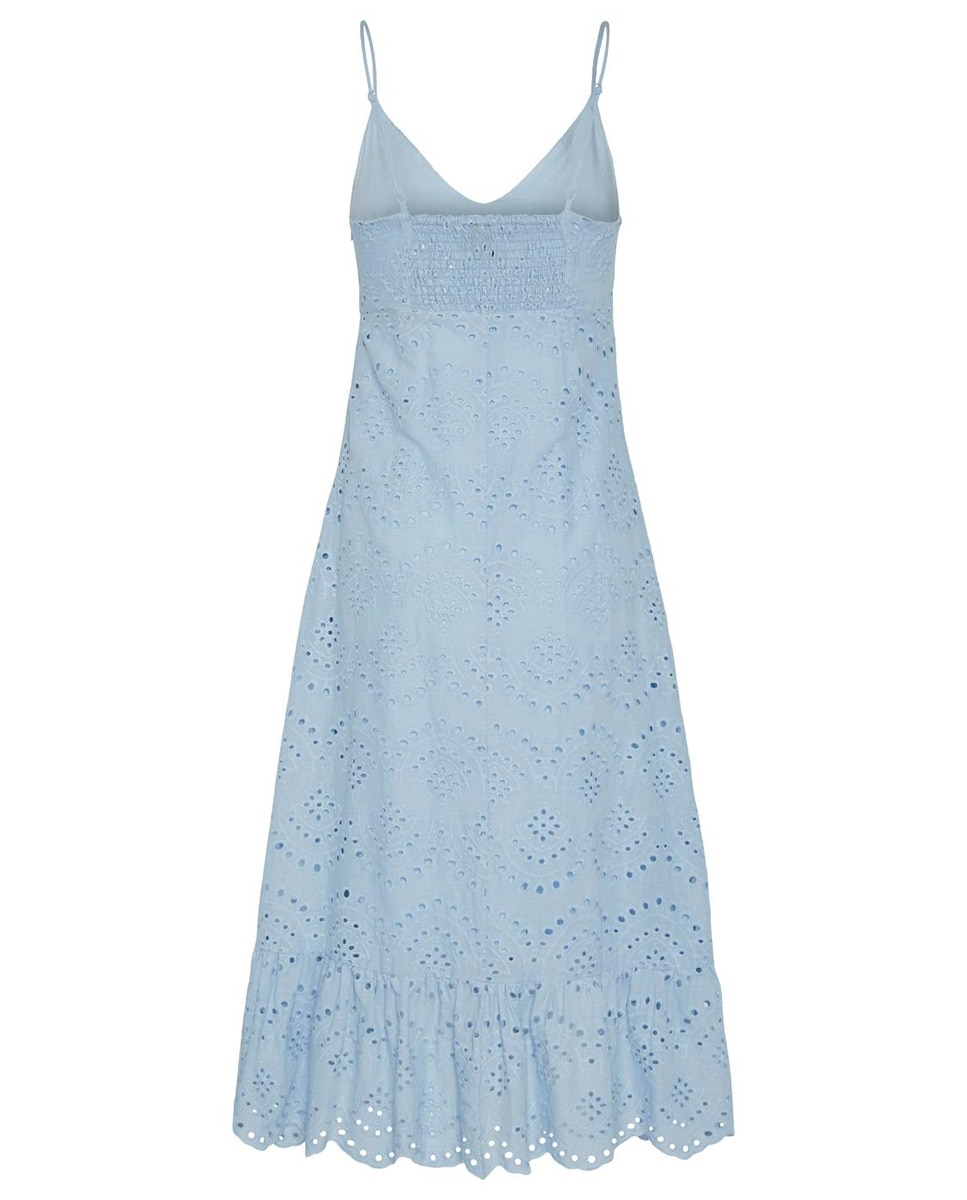Vestido de Alças de Algodão Azul-claro-7