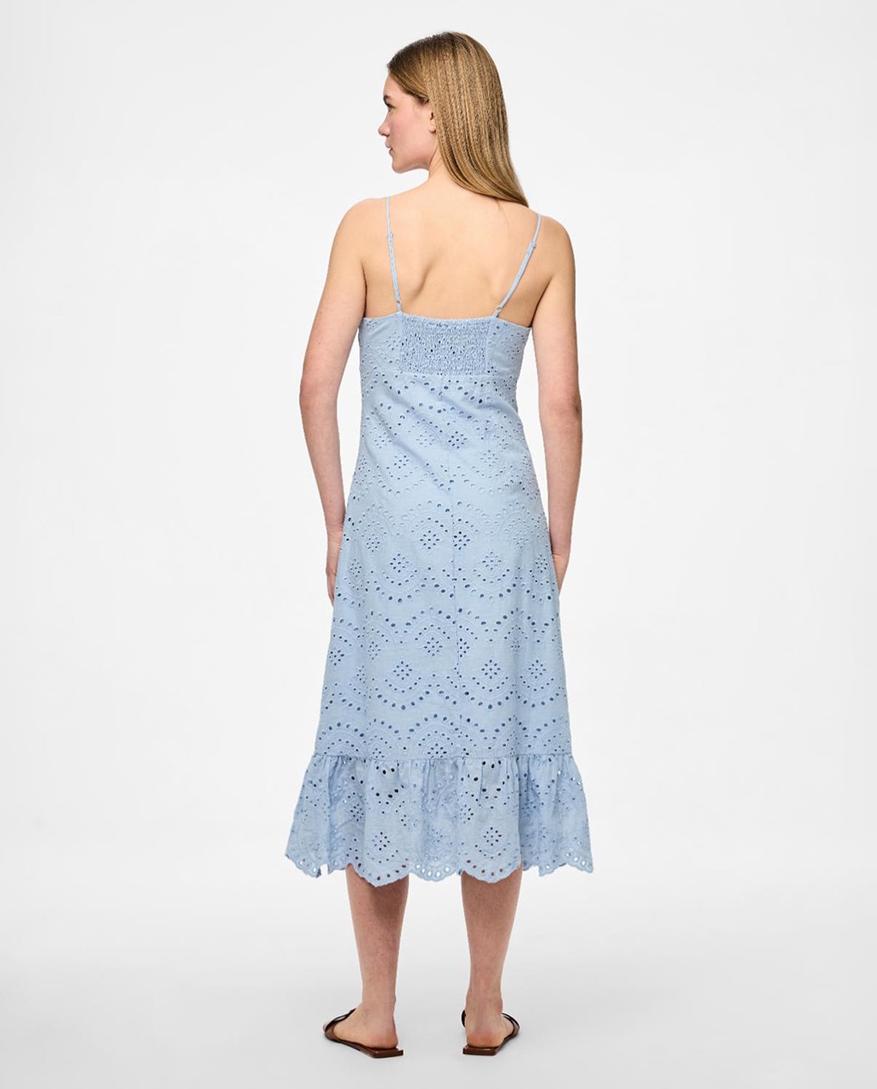 Vestido de Alças de Algodão Azul-claro-2