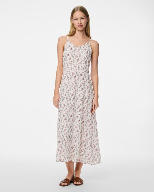 Imagen 0 de Vestido largo de tirantes con escote en pico