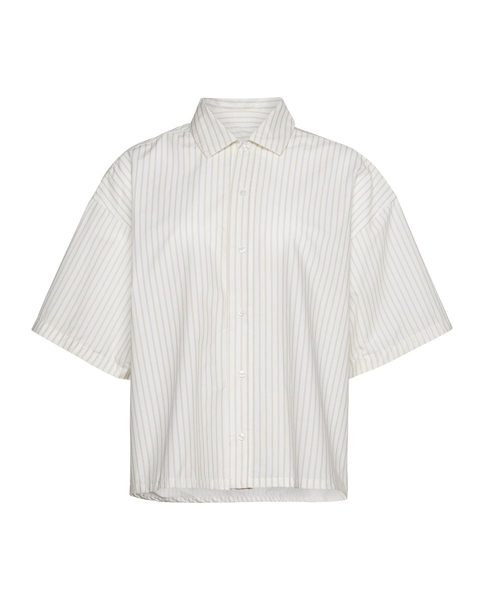 T-shirt de Manga Curta Abotoada Cotton Poplin Sleep Branco-1
