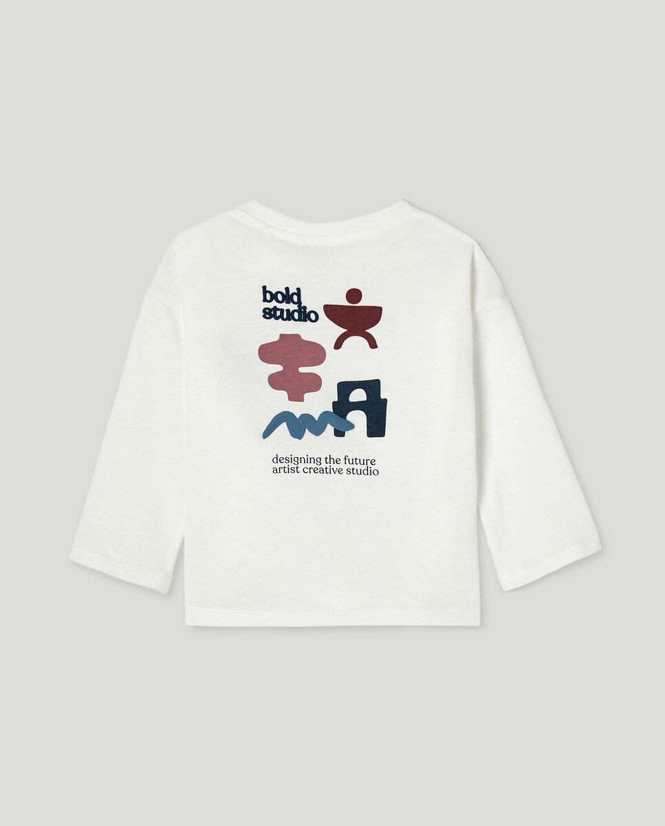 Camiseta de bebé estampada solidaria manga larga Blanco-2