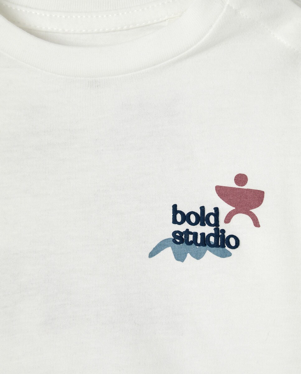 Camiseta de bebé estampada solidaria manga larga Blanco-3