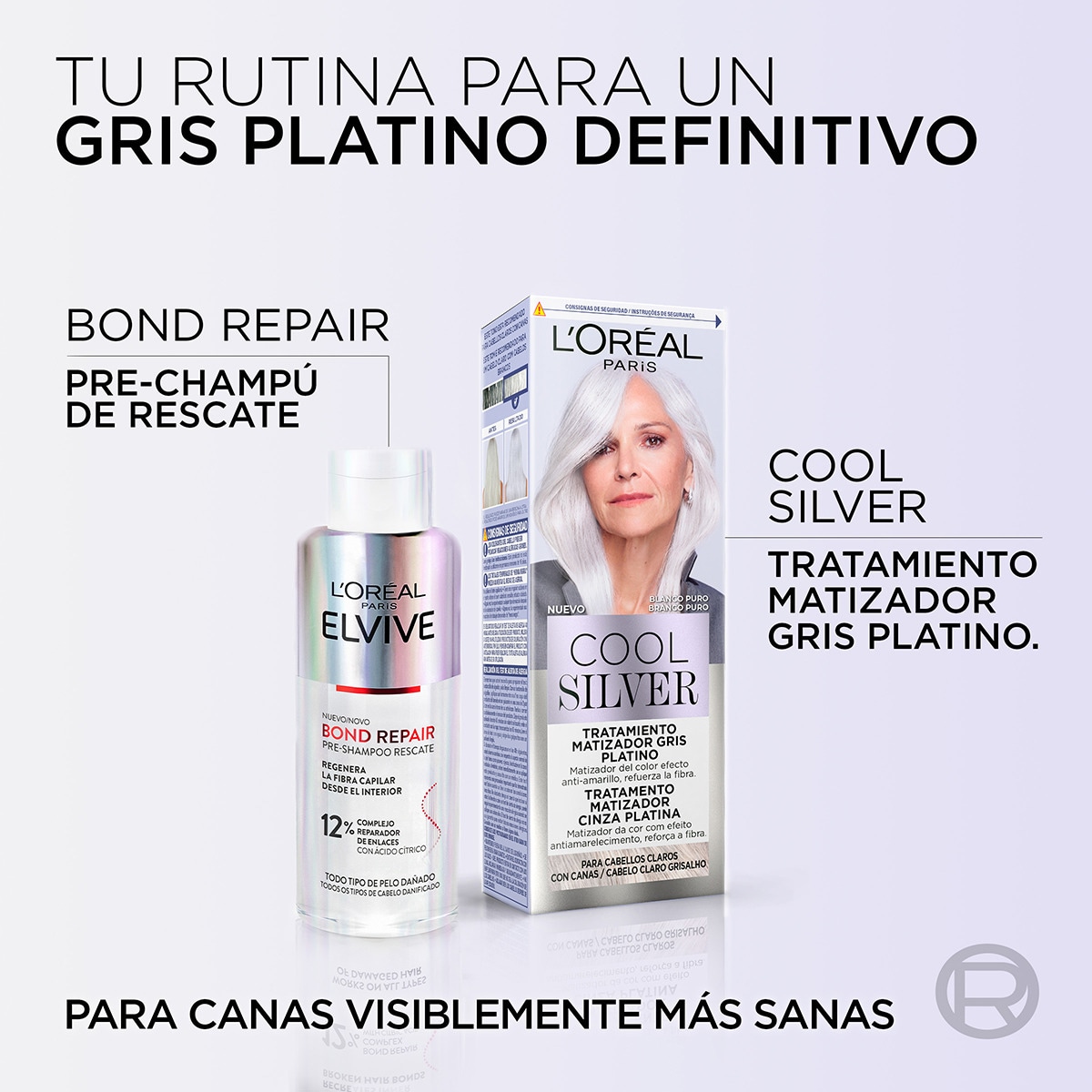 Tratamiento matizador gris platino Plateado para cabello oscuro con ...
