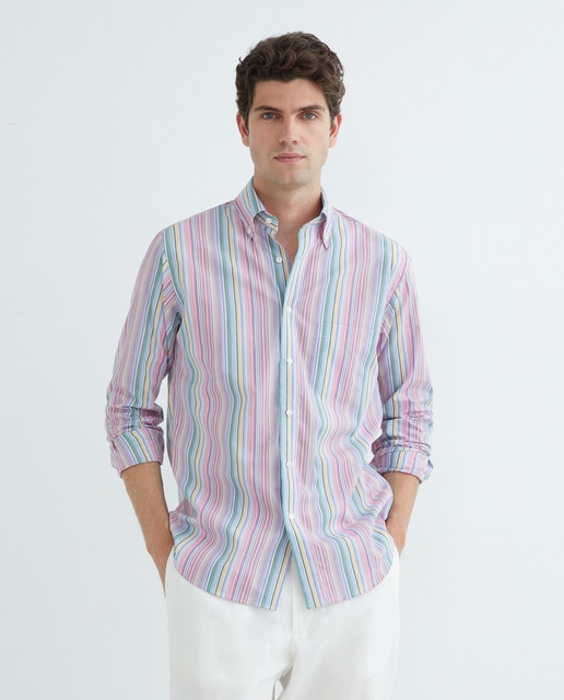 Imagem 0 de Camisa Casual às Riscas com Manga Comprida Tamanhos Grandes