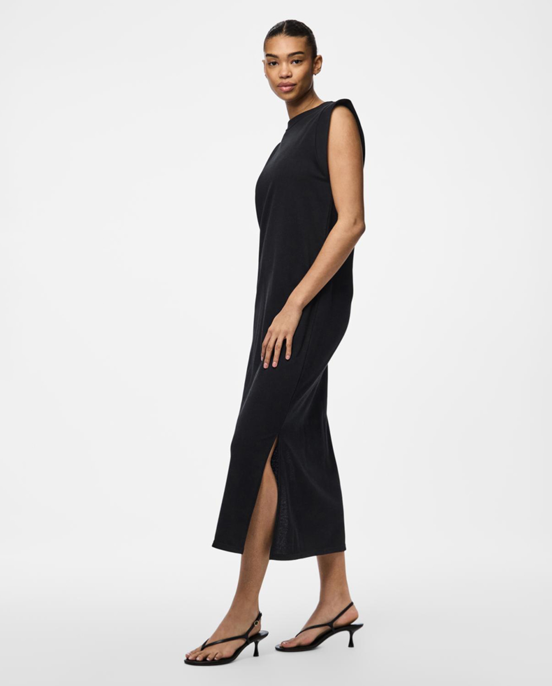 Vestido Comprido sem Mangas Preto-3