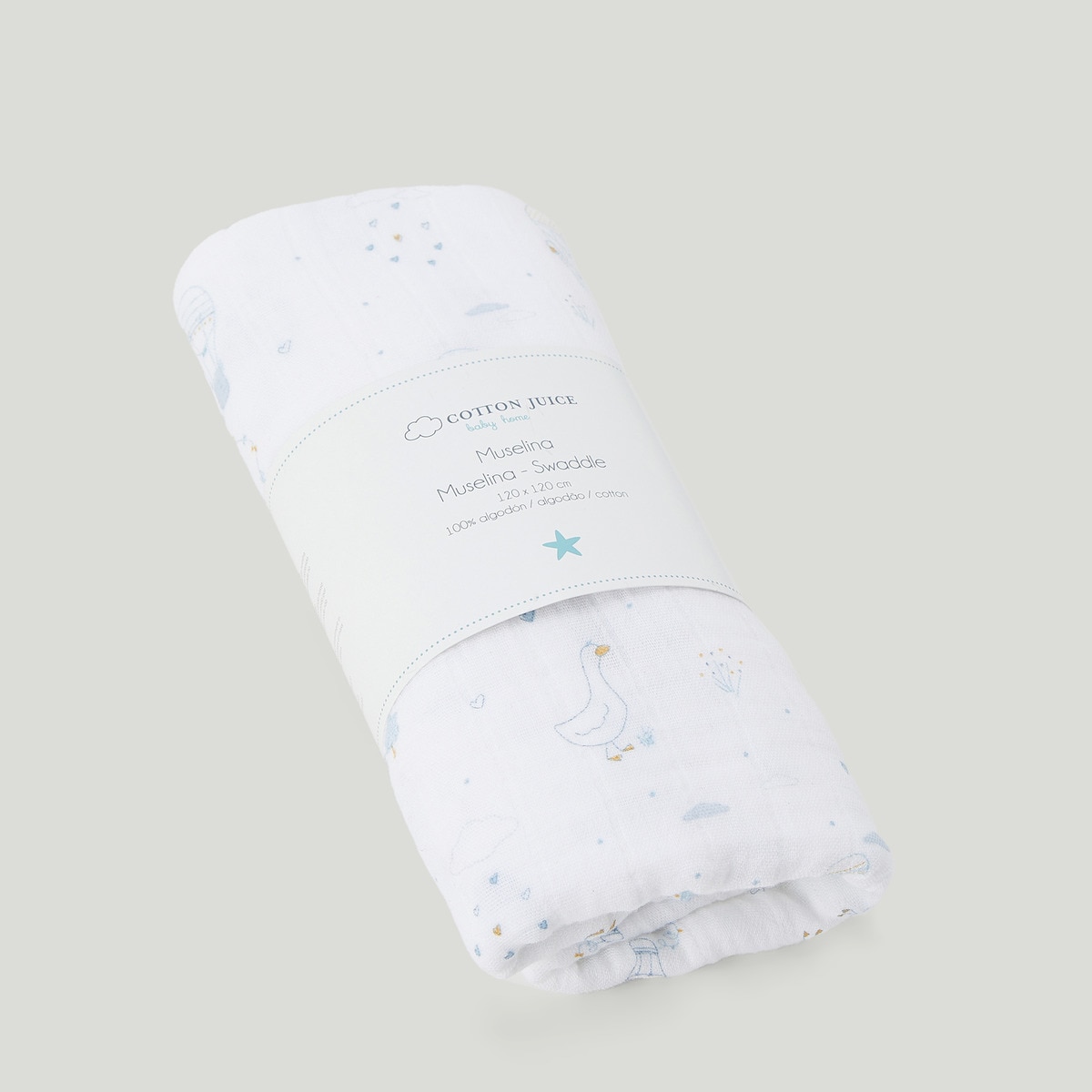 Musselina Amore Gansos - 120x120 cm Verde Sálvia-3