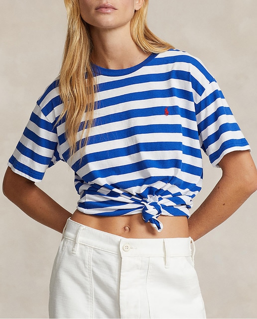 Imagen 0 de Camiseta de mujer de algodón con rayas