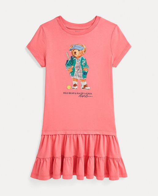 Imagen 0 de Vestido de niña de punto de algodón con Polo Bear