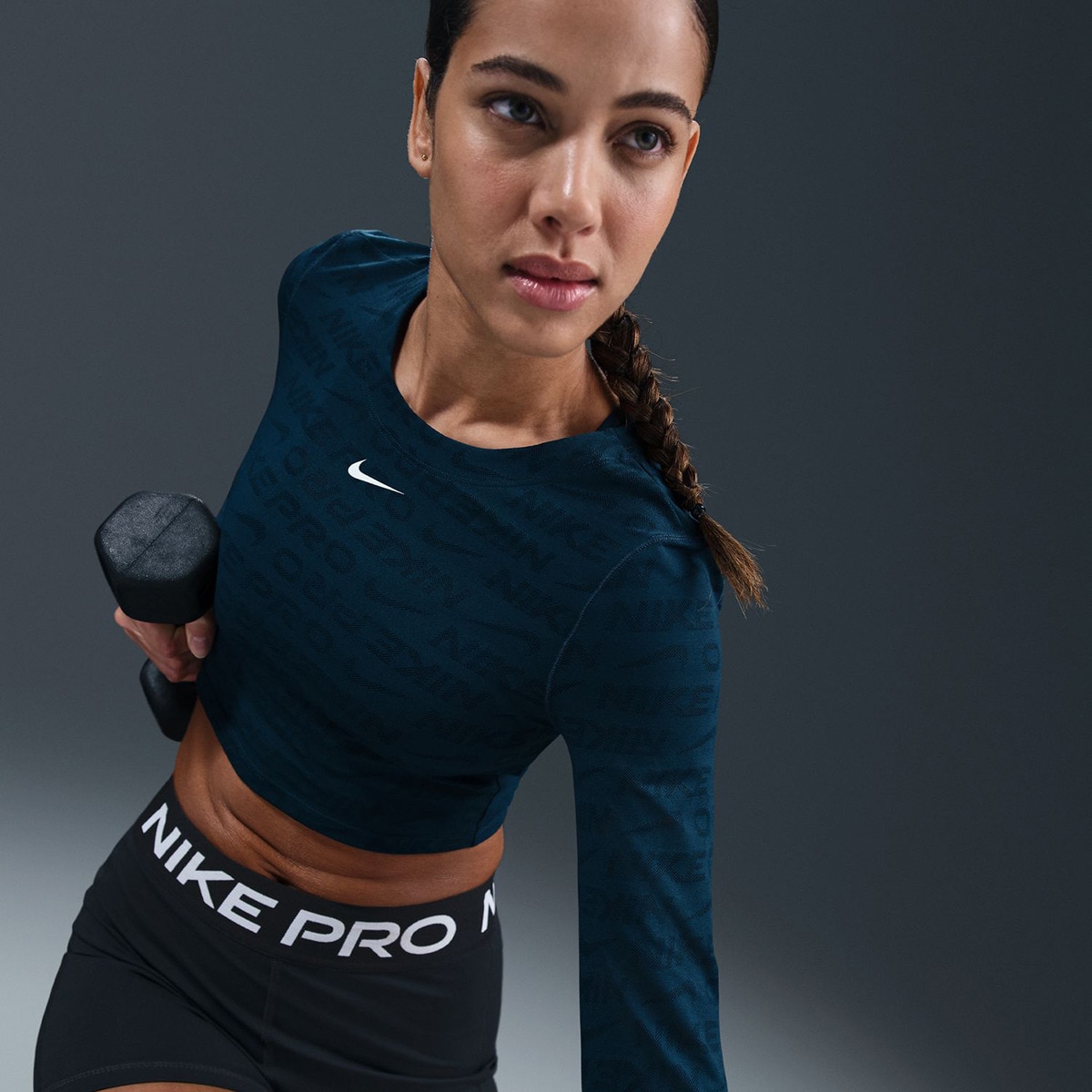 T-shirt de mulher Pro Nike Azul-marinho-3