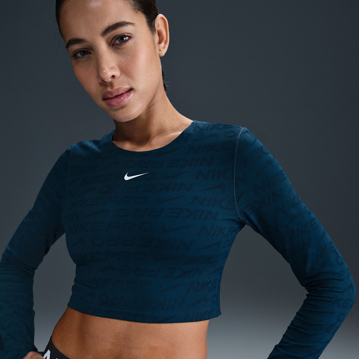 T-shirt de mulher Pro Nike Azul-marinho-5
