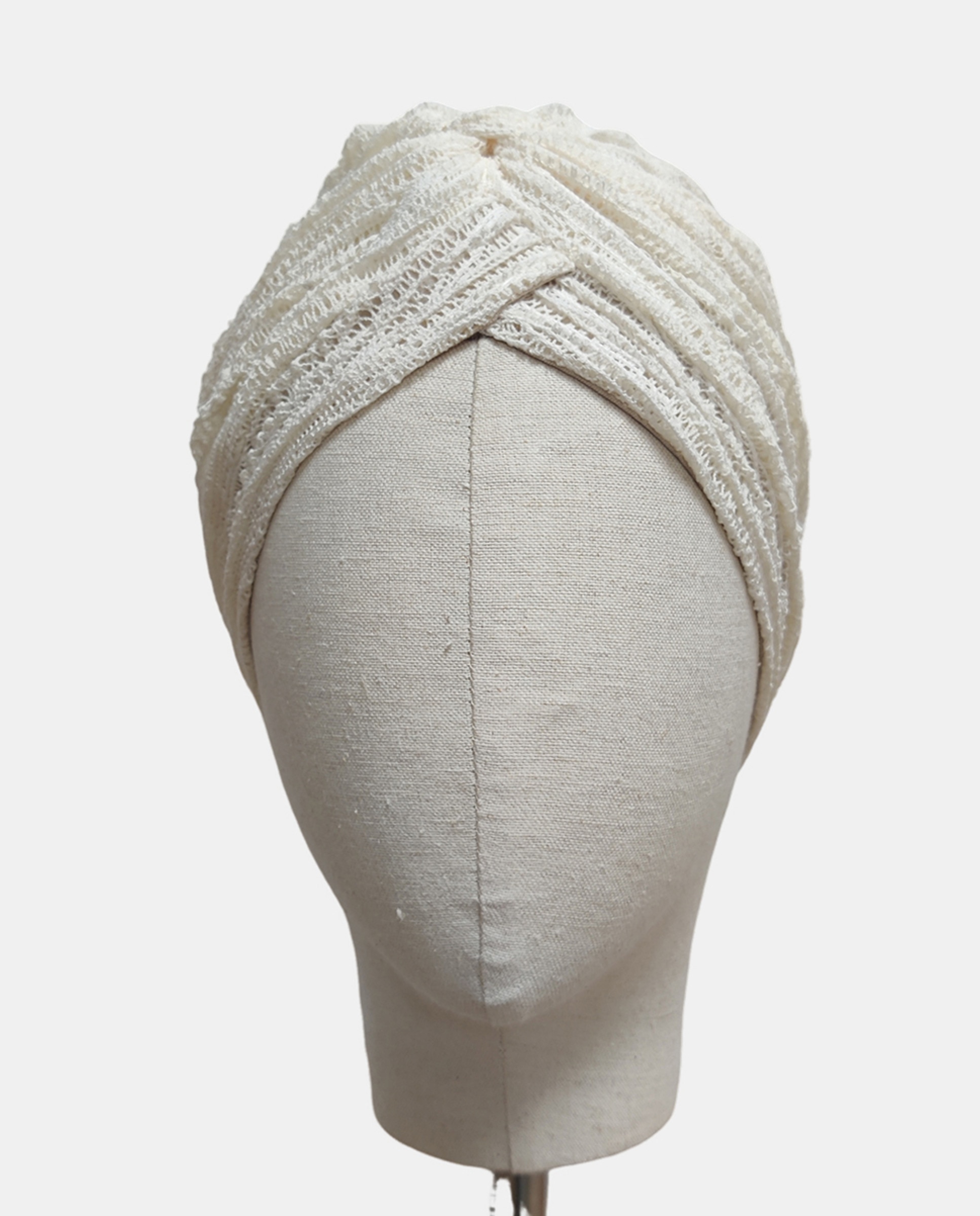 Turbante Oncológico de Crochet com Forro de Bambu Branco-2