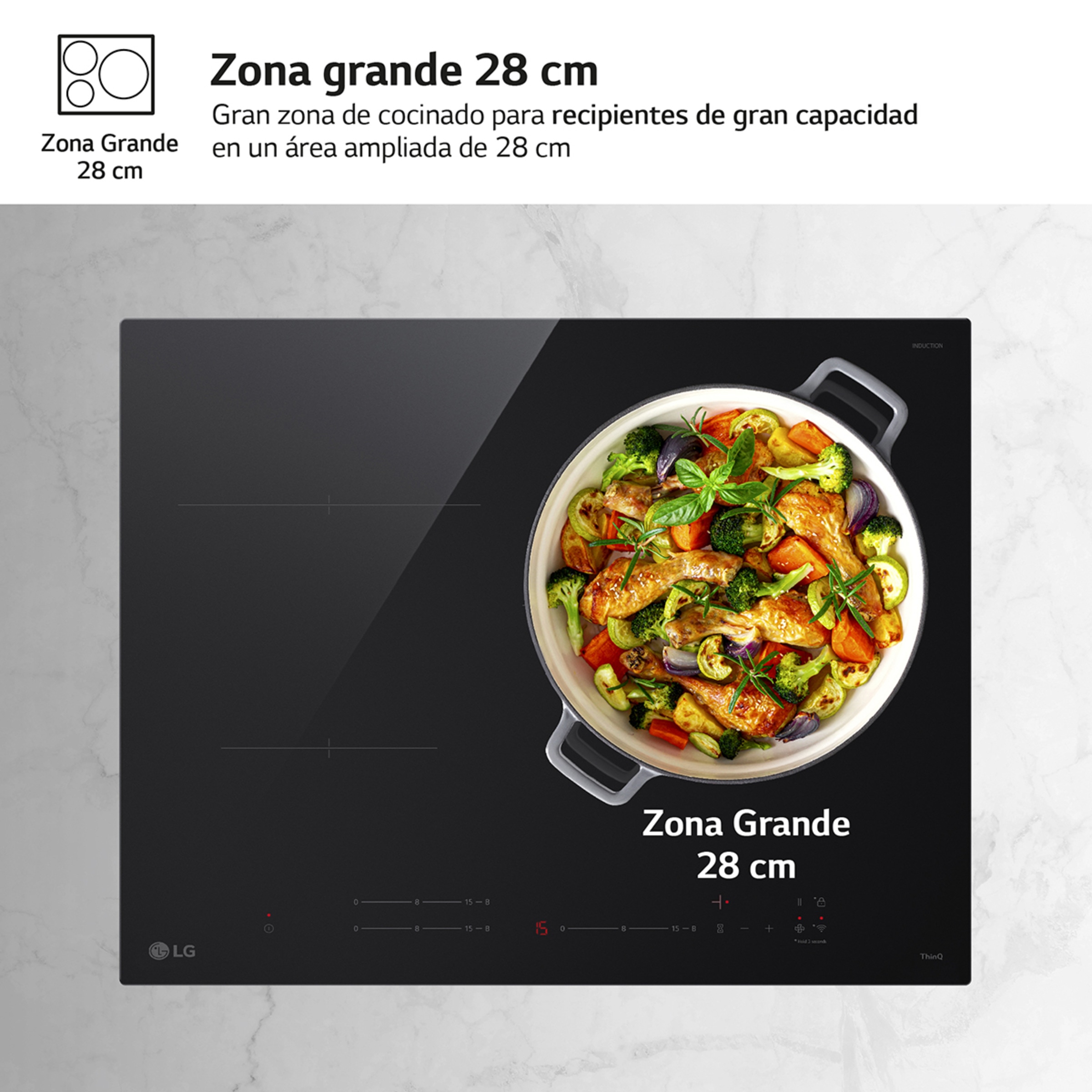 Placa de inducción LG con zona grande 28cm - CI5Z2420BN Cristal negro-6