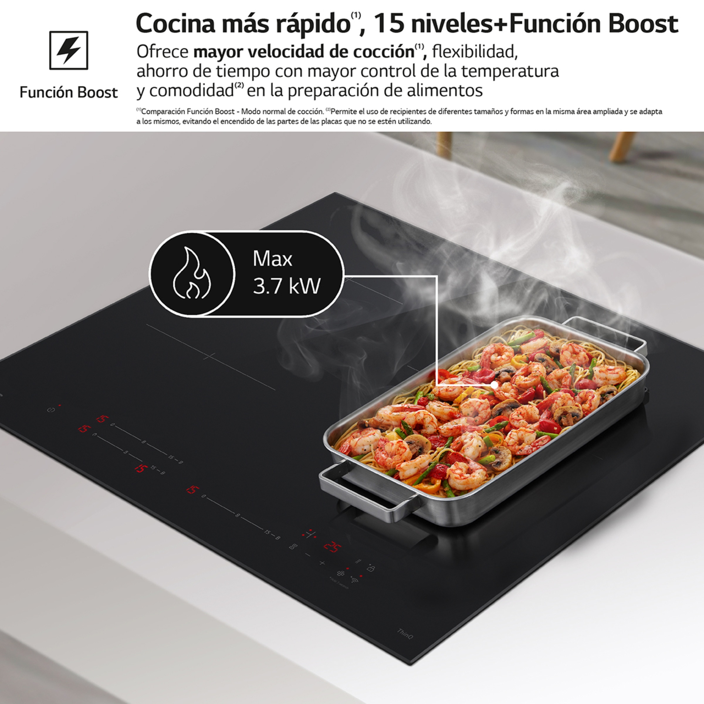 Placa de inducción LG con zona grande 28cm - CI5Z2420BN Cristal negro-5