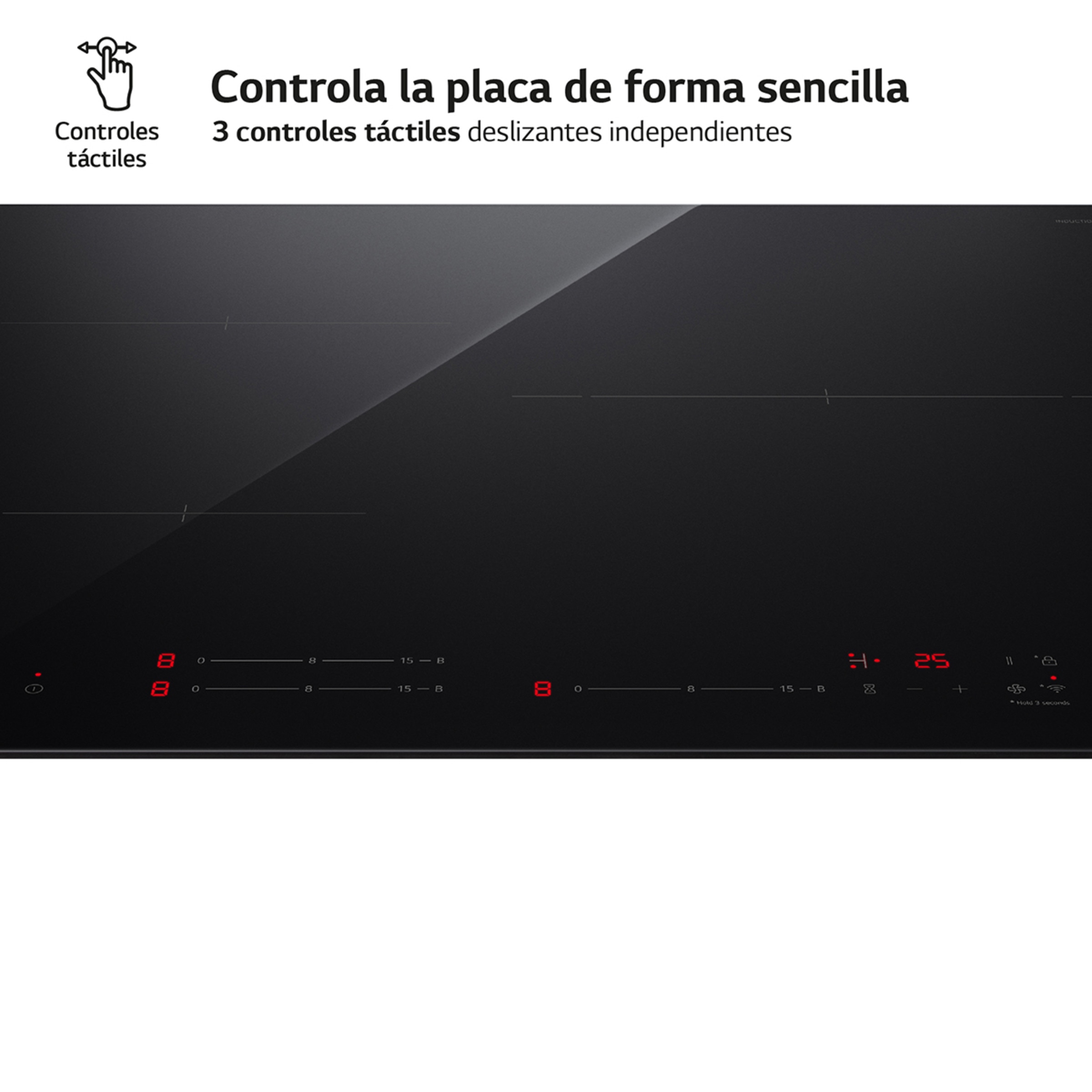 Placa de inducción LG con zona grande 28cm - CI5Z2420BN Cristal negro-3