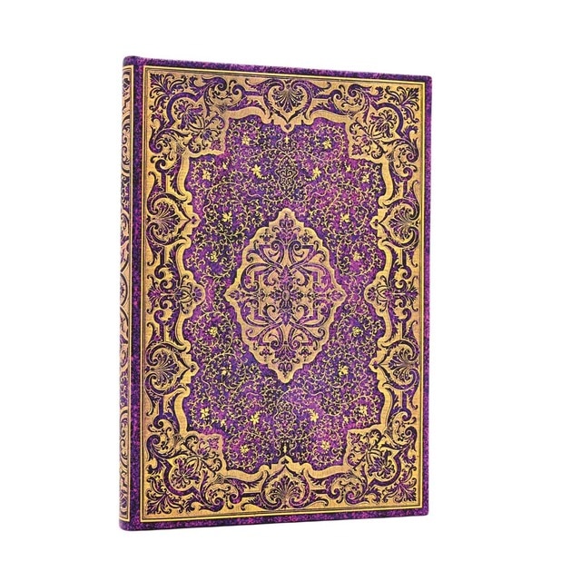 Imagen 0 de Libreta Picaresca Midi (120x180mm) rayada de 144 páginas cierre con banda elástica cortes del libro impresos Paperblanks morado