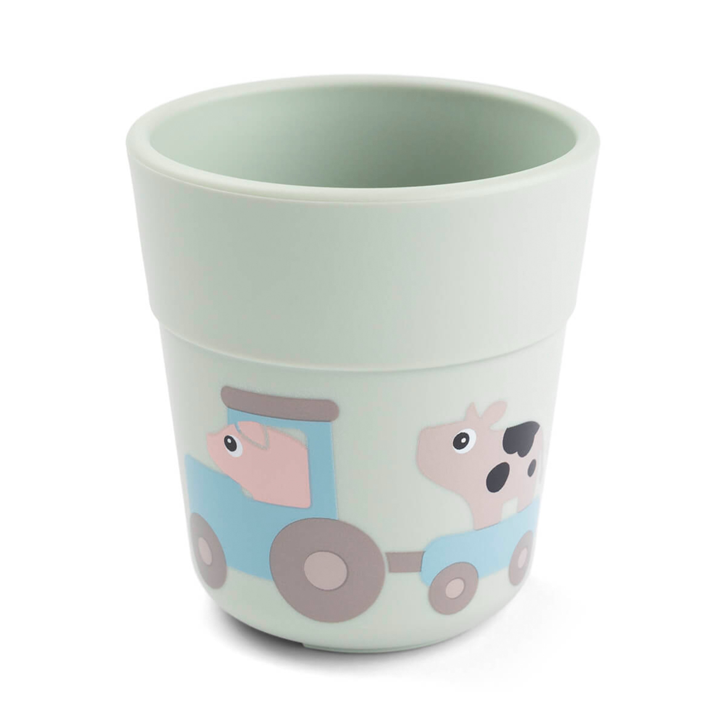 Conjunto a Minha Primeira Loiça com Prato Compartimentado, Copo de Aprendizagem e Talheres Verde Água-2