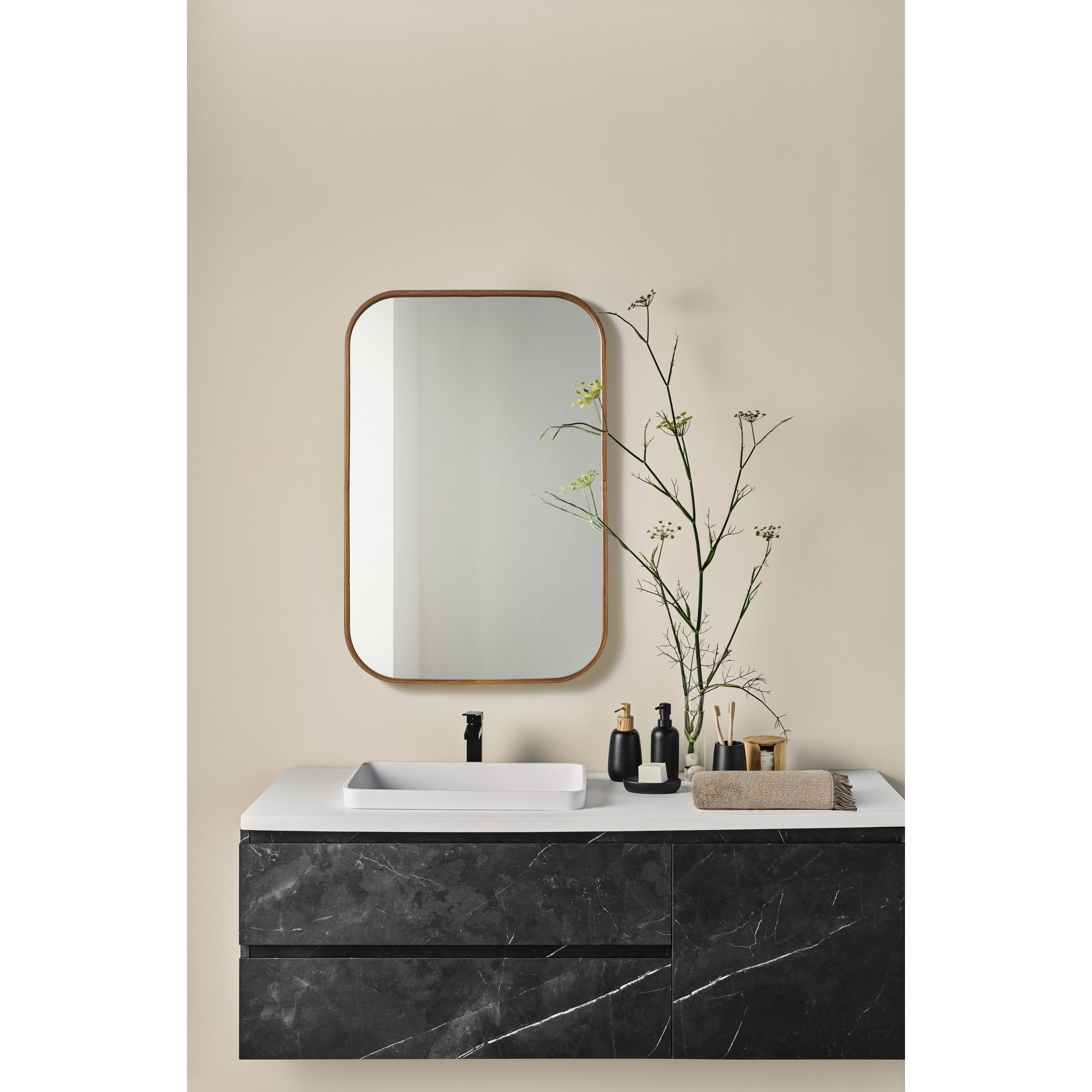 Móvel de Banho Suspenso com Bancada e Lavatório Karbon Preto-9