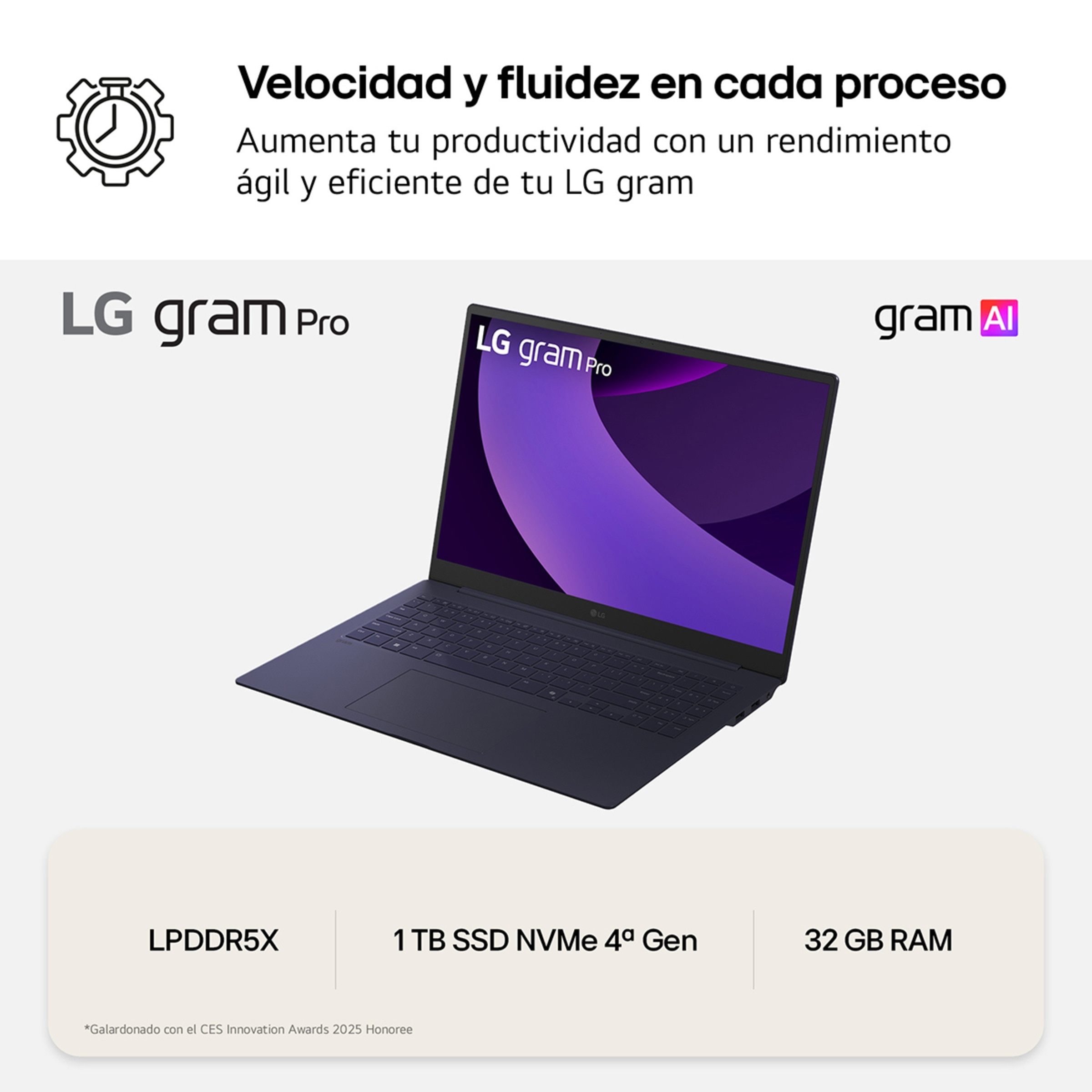 Portátil LG gram 16Z90TP, Intel Core Ultra 7-255H, 32GB, 1TB SSD, 16" OLED, W11 Negro-10