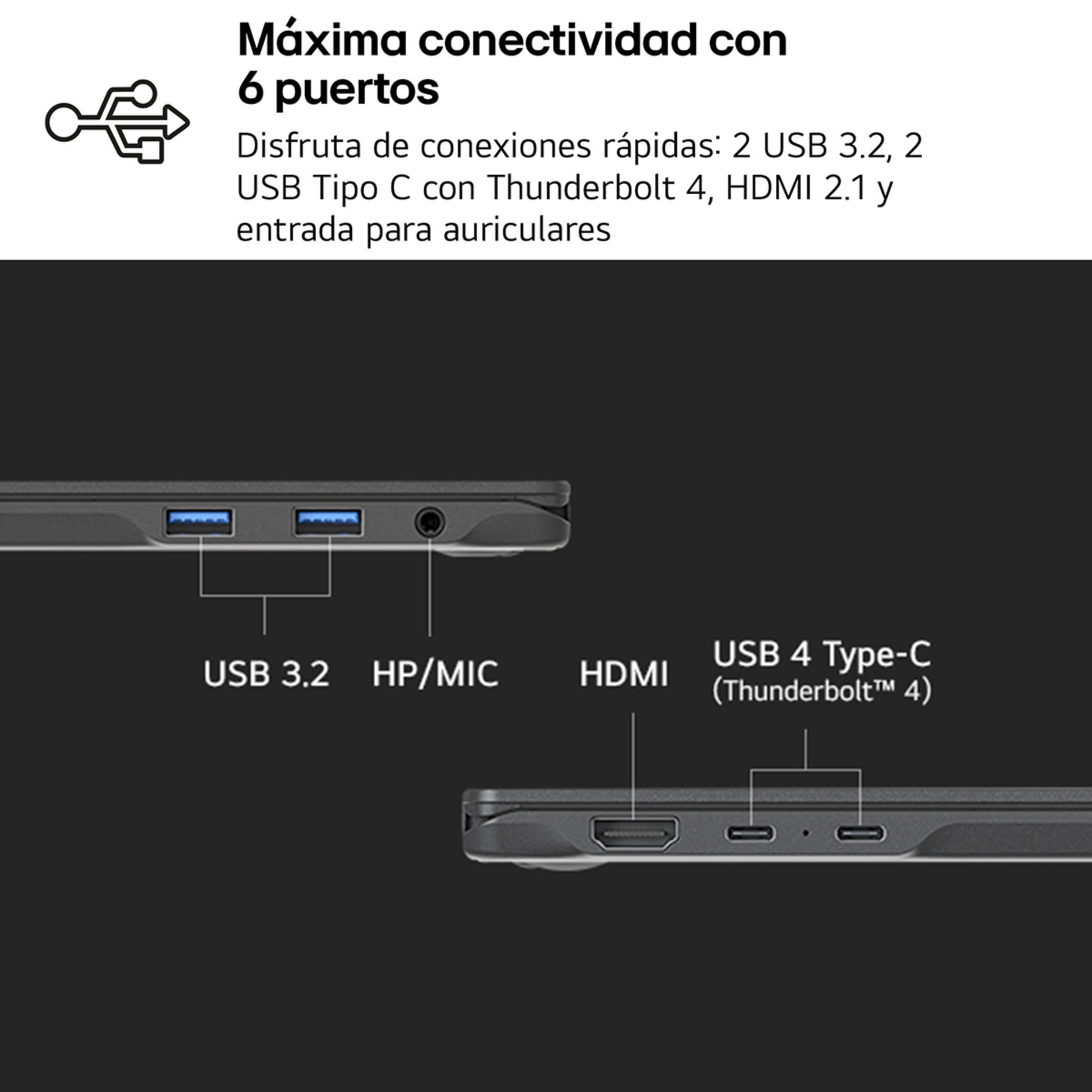 Portátil LG gram 16Z90TL, Intel Core Ultra 7-258V, 32GB, 1TB SSD, 16", W11 Negro-10