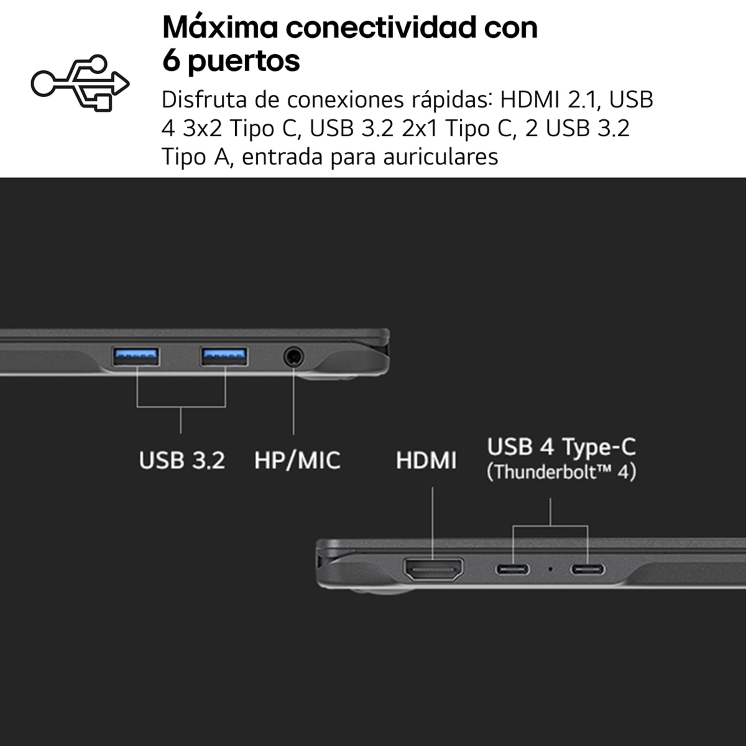 Portátil LG gram 17Z90TL, Intel Core Ultra 7-258V, 32GB, 1TB SSD, 17", W11 Negro-10