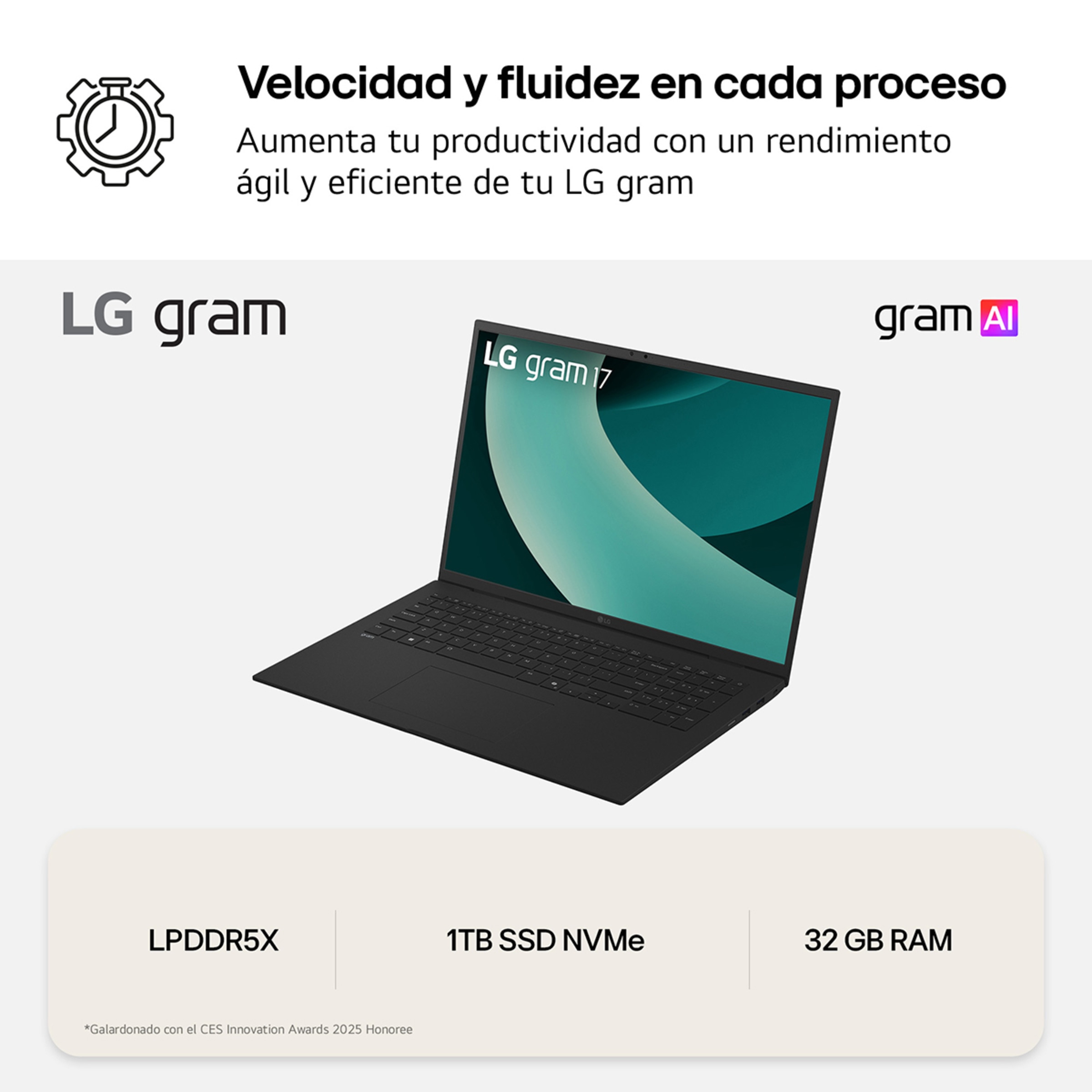 Portátil LG gram 17Z90TL, Intel Core Ultra 7-258V, 32GB, 1TB SSD, 17", W11 Negro-9