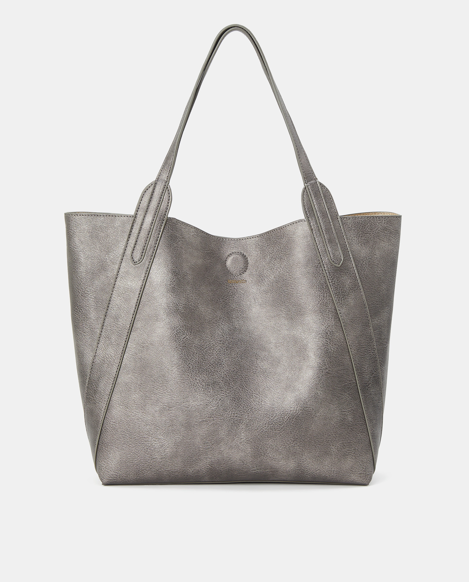 Mala Shopper com Efeito de Pele Prata-1