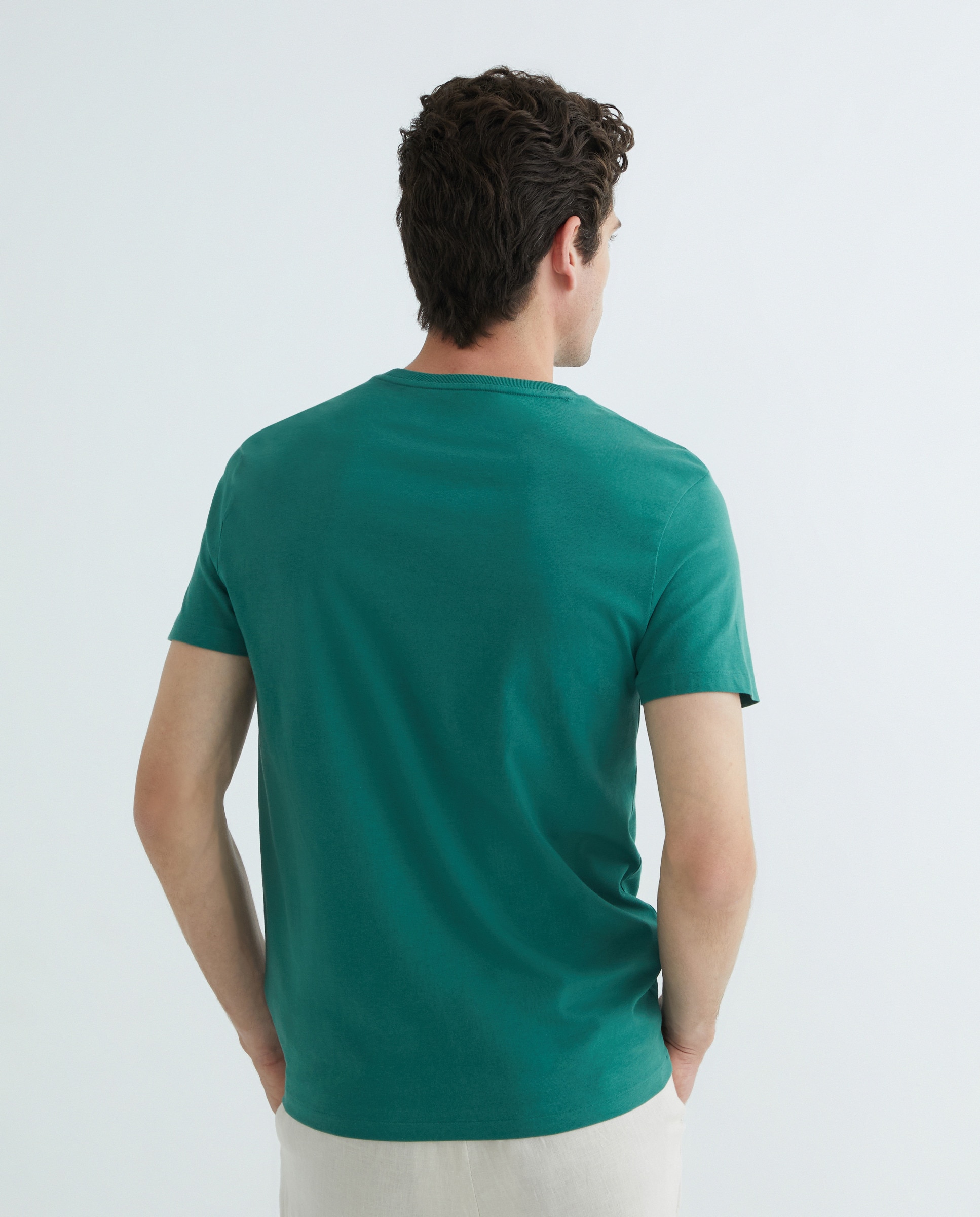 T-shirt com Logótipo Bordado e em Algodão Verde-escuro-3