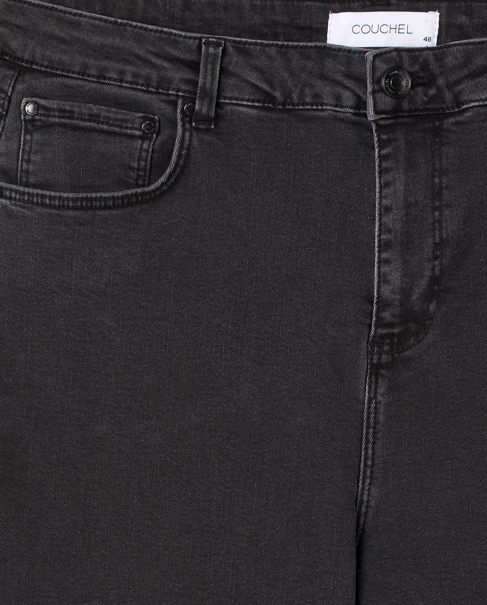 Jeans de Algodão Lisas Preto Intenso-5