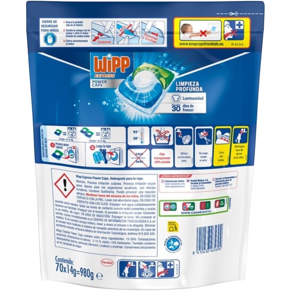 Power Caps deep cleaning washing machine liquid detergent bag 70 capsules