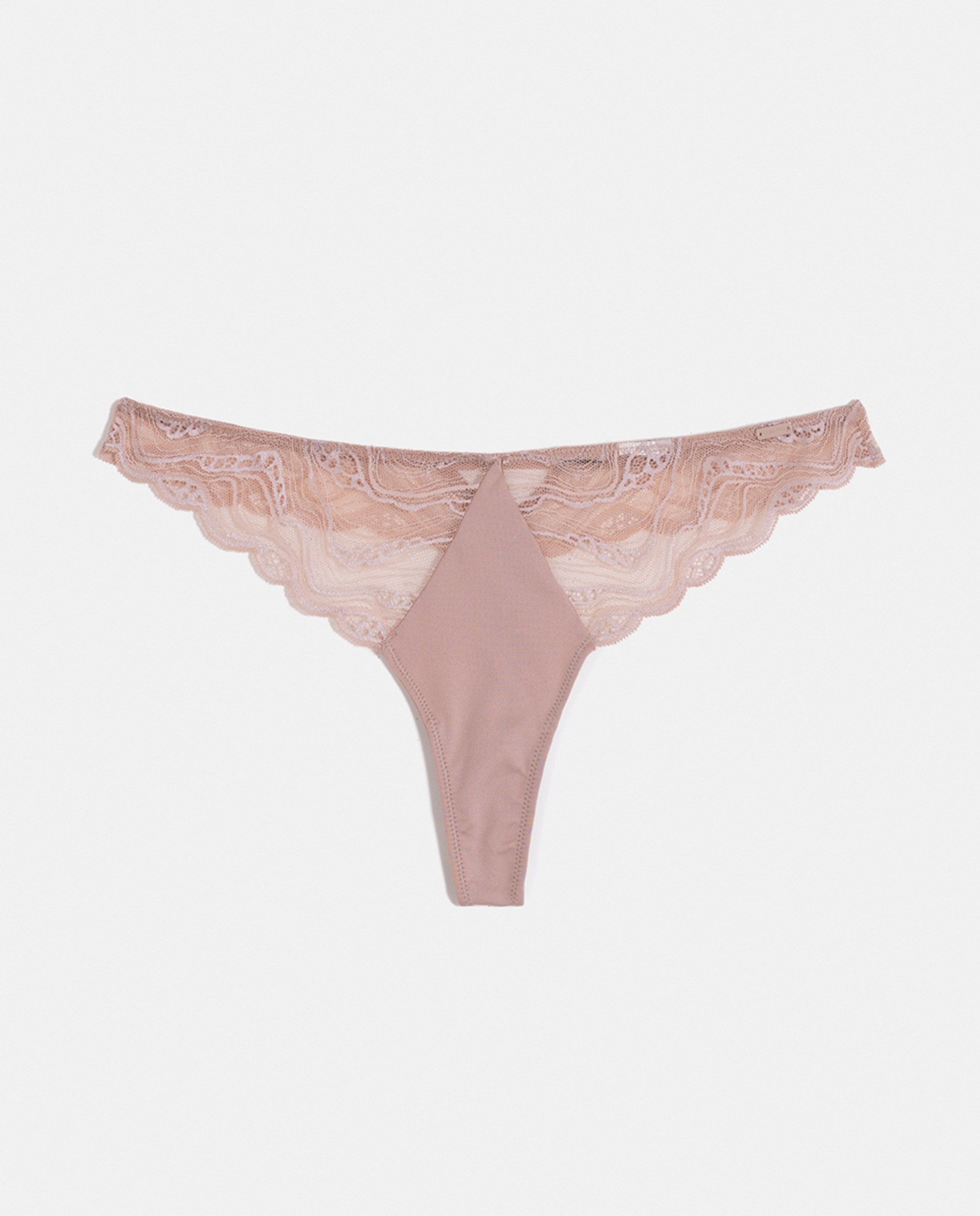 Tanga Sensual Stretch Lace Bege-1