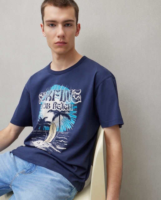 Imagem 0 de T-shirt Relaxed Fit com Manga Curta