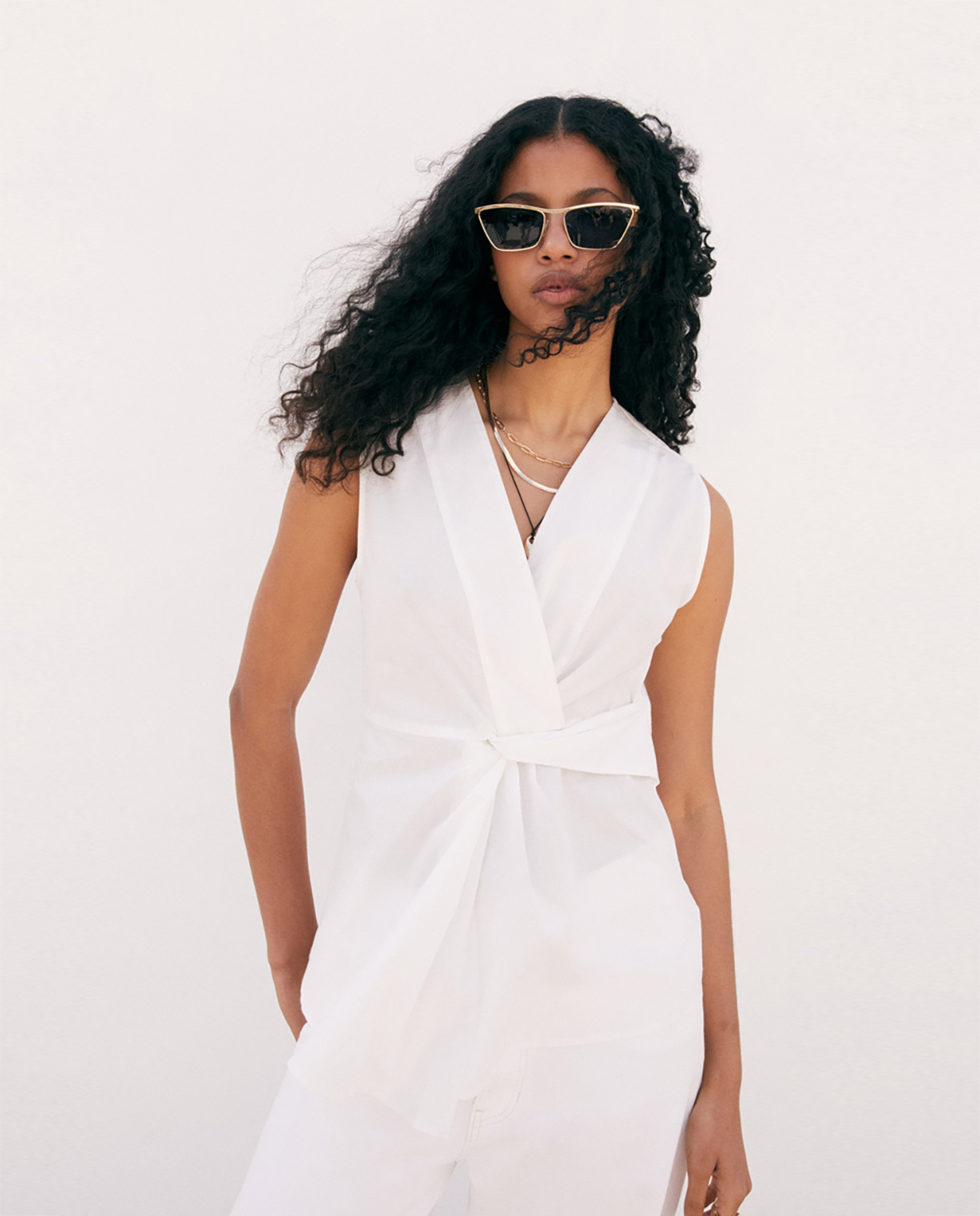 Blusa de Popelina Cruzada Branco-2