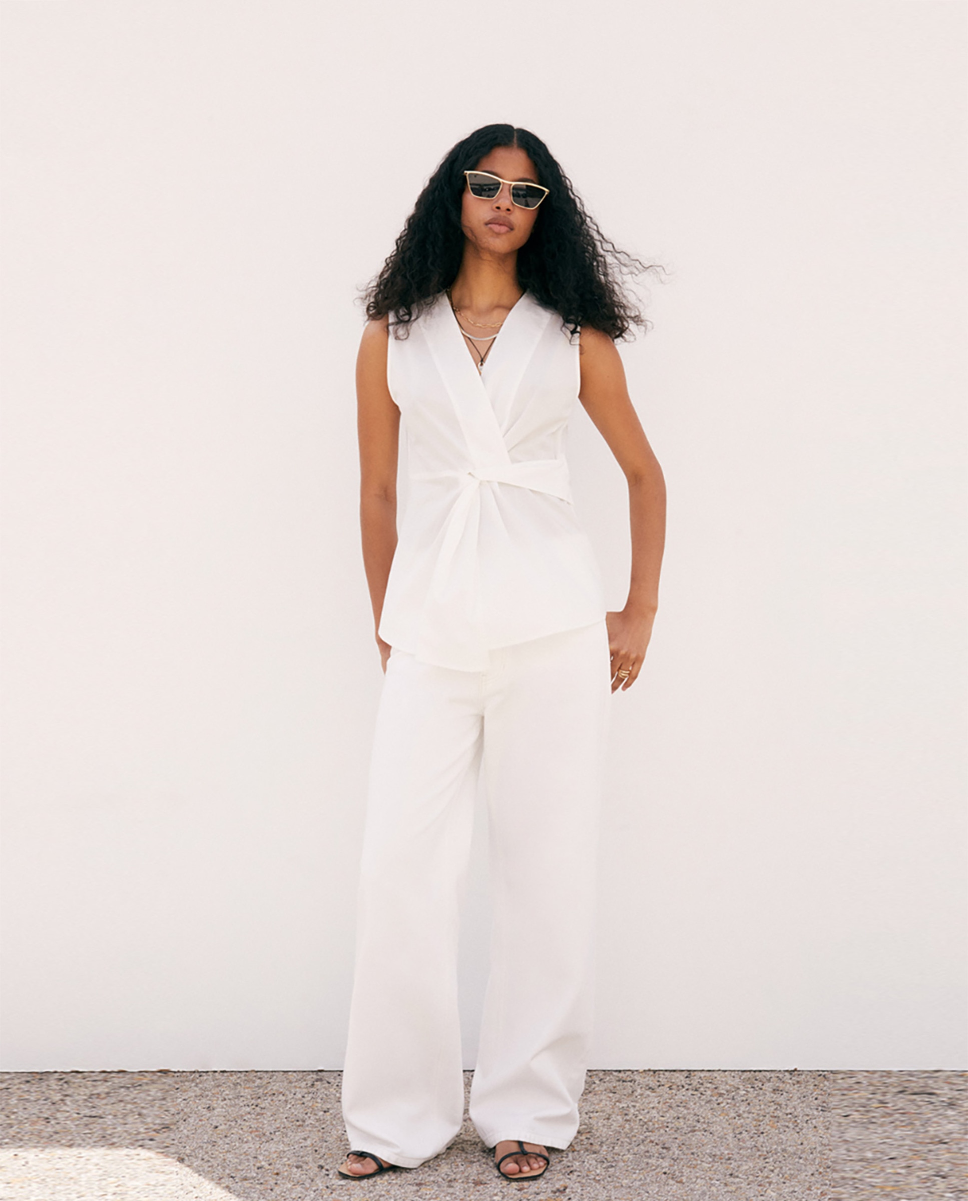 Blusa de Popelina Cruzada Branco-1