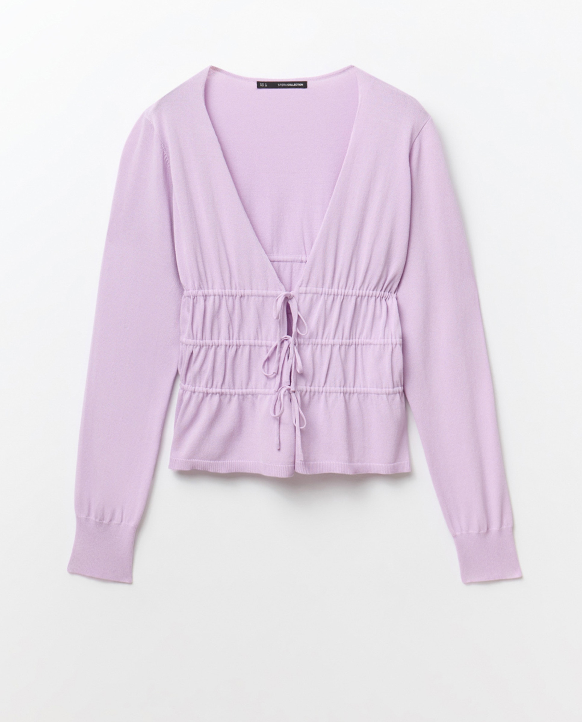 Camisola de Malha com Túneis e Laço Lilás-5
